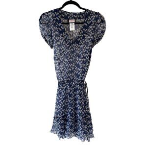 Fiorucci Novelty Chicken Print Sheer Silk Dress Puff Sleeves Tiered Size 8 READ